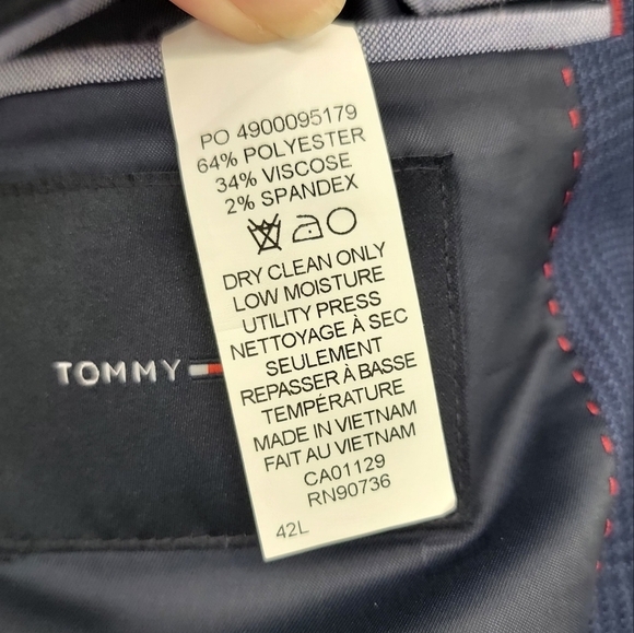 Tommy Hilfiger Navy Blue Blazer Mens 42L Vintage Plaid Preppy Sports Jacket - Picture 9 of 16